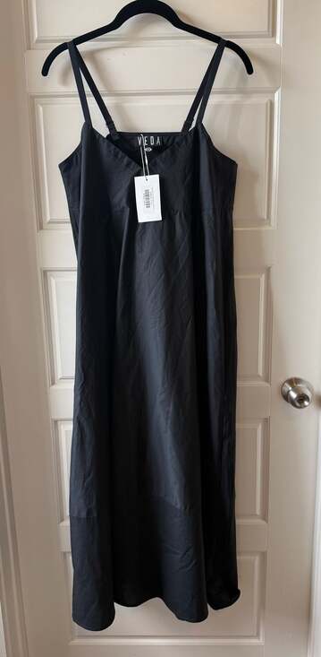Veda Dresses & Skirts - Veda Rio Cotton Spaghetti Strap A-Line Midi Dress in Black XS Petite